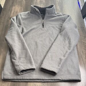 London Fog Sherpa Lined Light Gray Quarter Zip Sweater